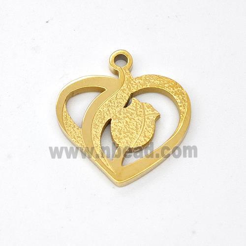 Stainless Steel Heart Pendant Tulip Gold Plated