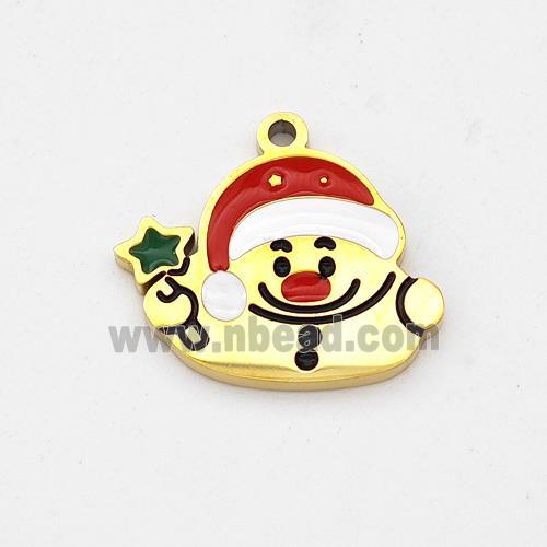 Santa Claus Charms Stainless Steel Pendant Enamel Gold Plated