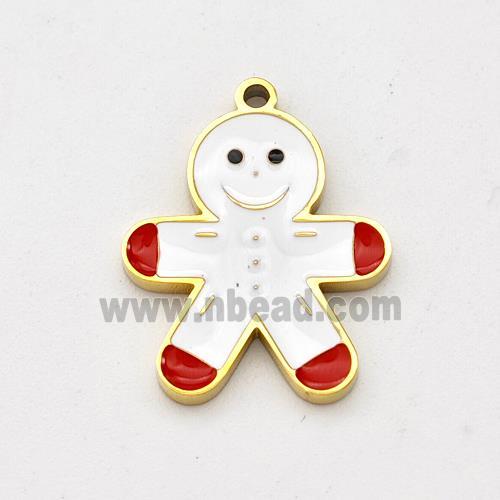 Christmas Snowman Charms Stainless Steel Pendant Enamel Gold Plated