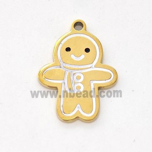 Christmas Snowman Charms Stainless Steel Pendant Enamel Gold Plated