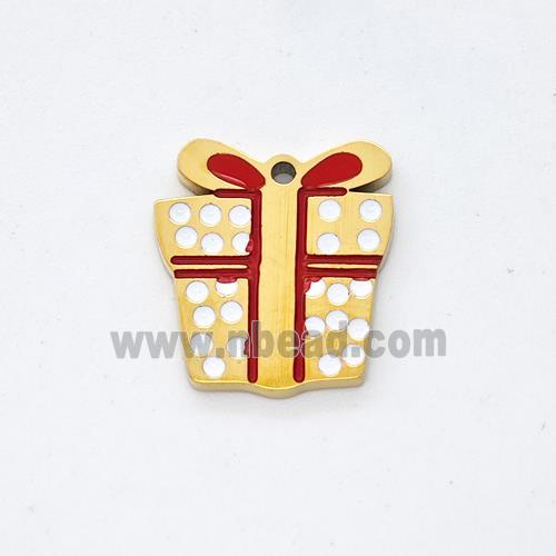 Christmas Gift Charms Stainless Steel Pendant Enamel Gold Plated