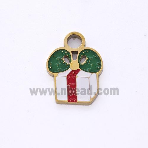 Christmas Gift Charms Stainless Steel Pendant Enamel Gold Plated