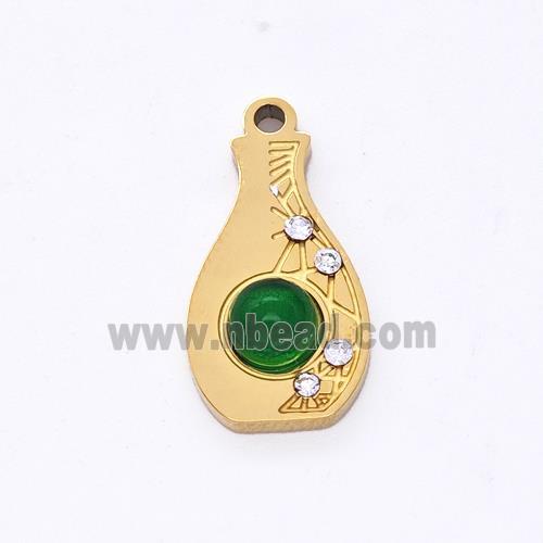 Stainless Steel Bottle Pendant Pave Rhinestone Rhinestone Gold Plated