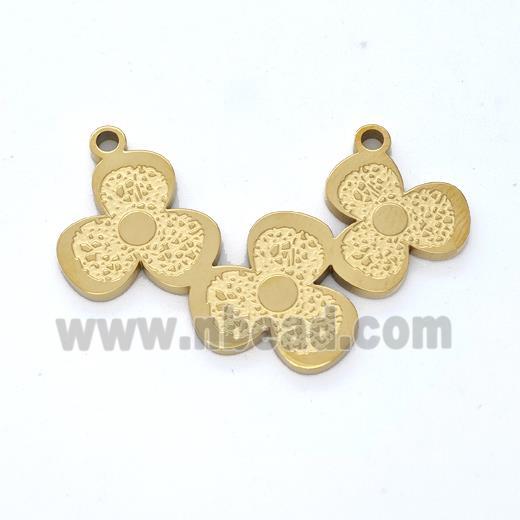 Stainless Steel Clover Pendant Links 2loops Gold Plated