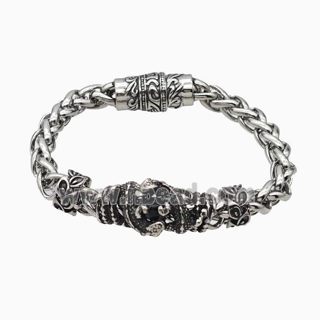 304 Stainless Steel Bracelet Snake Antique Silver