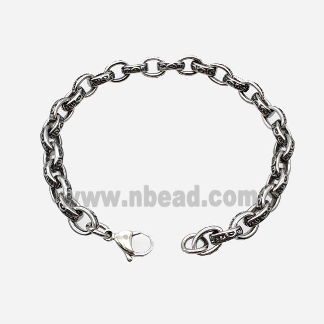 304 Stainless Steel Bracelet Antique Silver