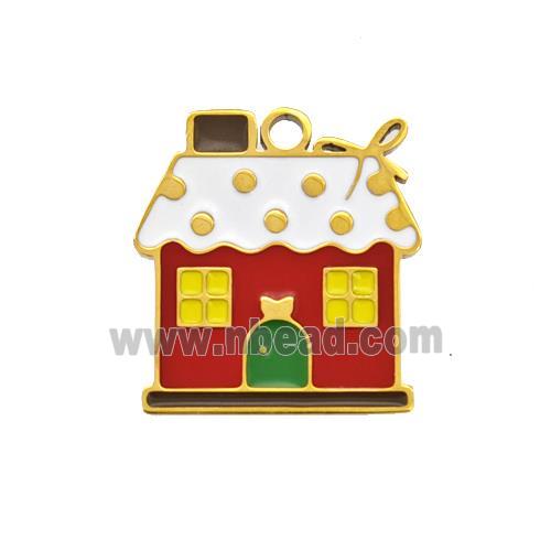 Christmas House Charms 304 Stainless Steel Pendant Enamel Gold Plated