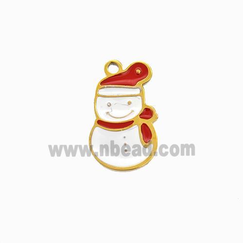 Christmas Snowman Charms 304 Stainless Steel Pendant Enamel Gold Plated