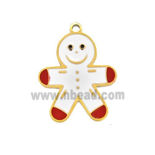 Christmas Snowman Charms 304 Stainless Steel Pendant Enamel Gold Plated