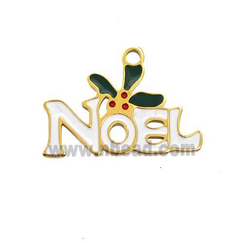 Christmas NOEL Charms 304 Stainless Steel Pendant Enamel Gold Plated