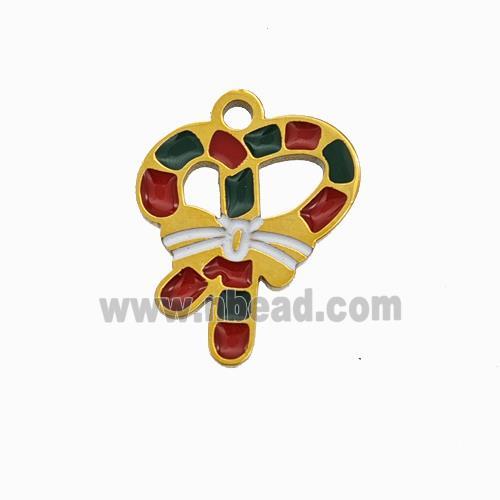 Christmas Wreath Charms 304 Stainless Steel Pendant Enamel Gold Plated