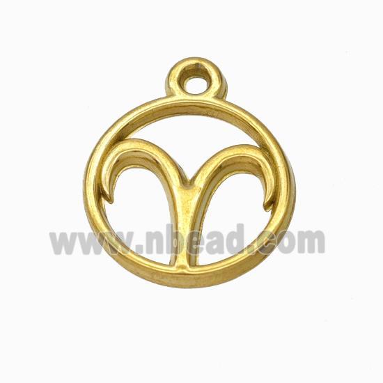 Stainless Steel Symbol Pendant Zodiac Aries Gold Plated