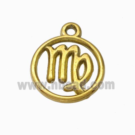 Stainless Steel Symbol Pendant Zodiac Virgo Gold Plated