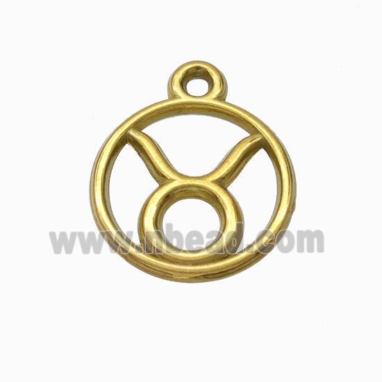 Stainless Steel Symbol Pendant Zodiac Taurus Gold Plated