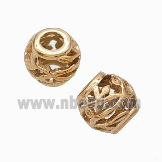 Titanium Steel Barrel Beads Large Hole Hollow Rose Gold