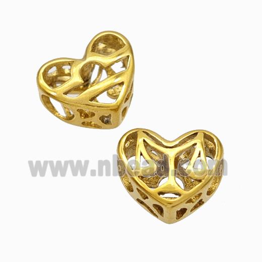 Titanium Steel Heart Beads Zodiac Libra Large Hole Hollow Gold Plated