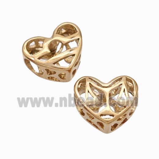 Titanium Steel Heart Beads Zodiac Libra Large Hole Hollow Rose Gold