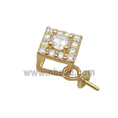 Sterling Silver Bail Pave Zircon Pad Gold Plated