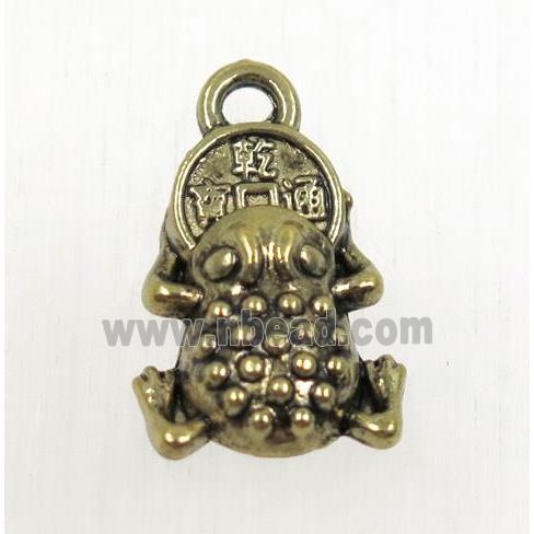 tibetan silver frog pendant, non-nickel, antique bronze