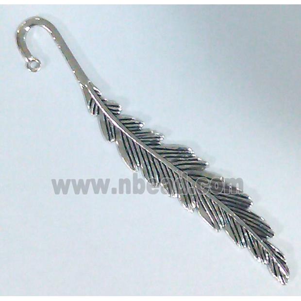 Tibetan Silver feather Bookmark, lead free and nickel free