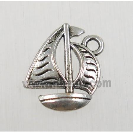 tibetan silver sailboat pendant, non-nickel