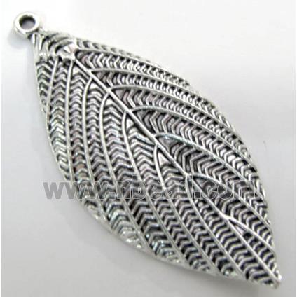 Tibetan Silver leaf pendant, Lead free and nickel Free