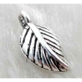 Tibetan Silver leaf pendant, lead free and nickel free