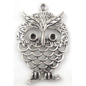 Tibetan Silver owl pendant, 38x60mm