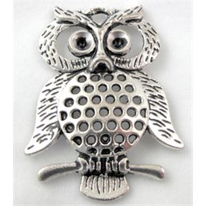 Tibetan Silver owl pendant, 35x48mm