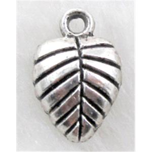 Tibetan Silver Leaf pendants, 10.5x15.5mm