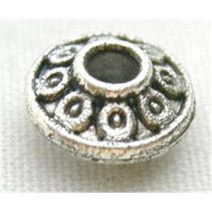 Tibetan Silver Flying Saucer Beads, 6.5mm diameter