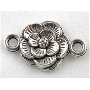 Tibetan Silver flower connector, Non-Nickel, 12mm dia