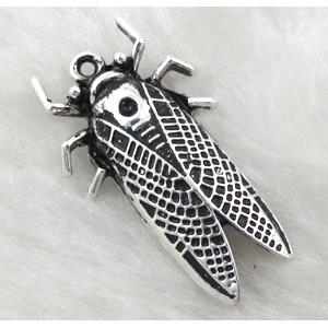 Tibetan Silver cicada pendants, Lead free and nickel Free, 20x30mm