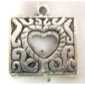 Tibetan Silver pendant, lead free and nickel free, 19x17mm