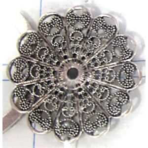 Tibetan Silver flower, Non-Nickel, 41mm dia