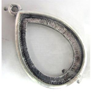 Cameo Tray for teardrop, Tibetan Silver pendant non-nickel, 31x20mm