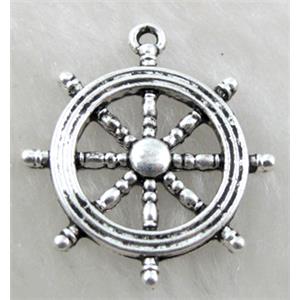 Tibetan Silver helm pendant, lead free and nickel free, 26mm dia