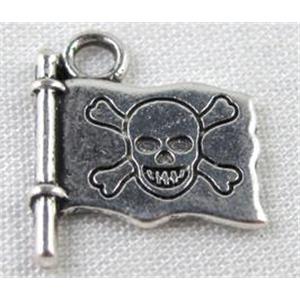 Tibetan Silver pirate pendant, lead free and nickel free, 17x14mm