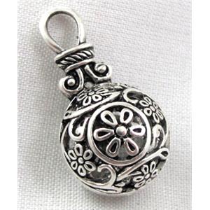 Hollow Tibetan Silver pendant, lead free and nickel free, 31x17mm