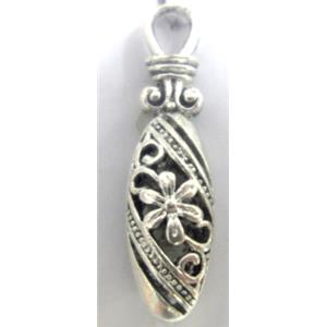 Tibetan Silver pendants, Non-Nickel, 38x10mm