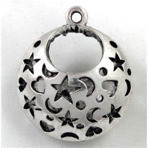 Hollow Tibetan Silver pendant, lead free and nickel free, 27x25mm