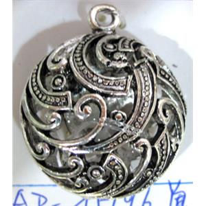 Hollow Tibetan Silver pendant, lead free and nickel free, 25x25mm