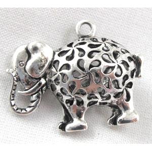 Tibetan Silver Elephant pendants, Non-Nickel, 33x22mm