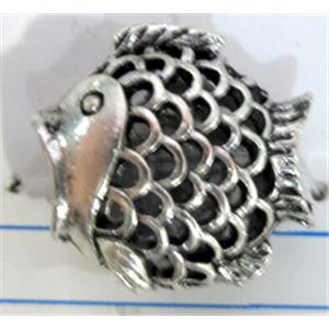 Tibetan Silver fish pendants, Non-Nickel, 17x15mm