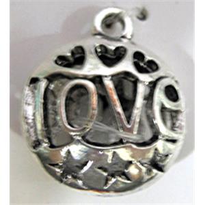 Tibetan Silver LOVE Ball Charms pendants, Non-Nickel, 19x16mm