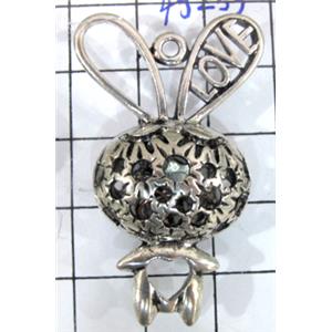 Rabbit Charm, Tibetan Silver pendants, Non-Nickel, 43x27mm