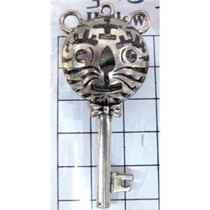 Hollow Tibetan Silver tiger pendant, lead free and nickel free, 60x25mm