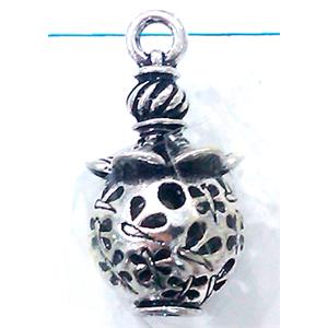 Hollow Tibetan Silver pendant, lead free and nickel free, 15x30mm