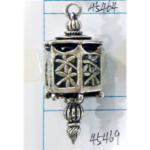 Hollow Tibetan Silver pendant, lead free and nickel free, 20x50mm