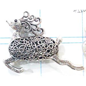Hollow Tibetan Silver pendant, lead free and nickel free, 65x50mm